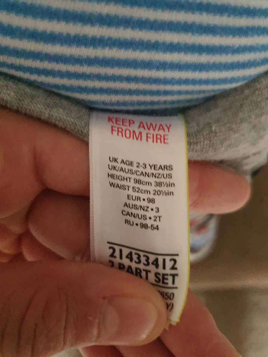 sa04you's tweet photo. @marksandspencer brought these pyjamas for my sons second birthday (just turned) as you can see they are 2-3  years and already on the cusp of being too small, if he was a big lad for his age I wouldn't mind but he is average size at most. Brought I believe from M&amp;S in Bromley. https://t.co/5Kjcgv6N06