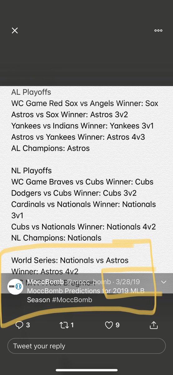 mocc_bomb's tweet photo. @MLB @barstoolbets feels good to be right. @stoolpresidente https://t.co/yEOnSseRFv