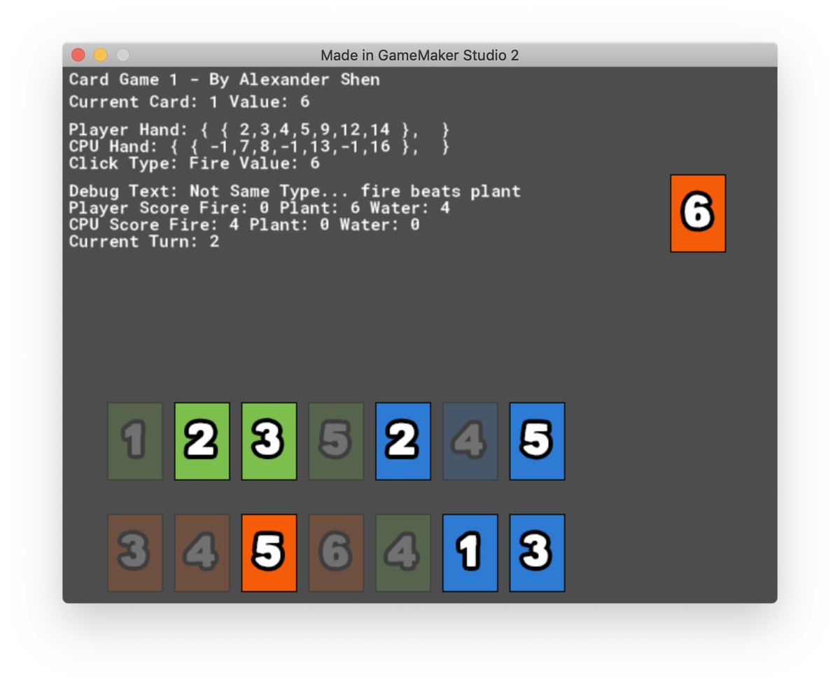 ShenbotMakes's tweet image. #screenshotsaturday finally decided to get over the barrier of entry into the #gamemakerstudio2 license I bought last year. The card game I designed actually works! Didn't realize how much AS3 let me get away with. #badprogrammer