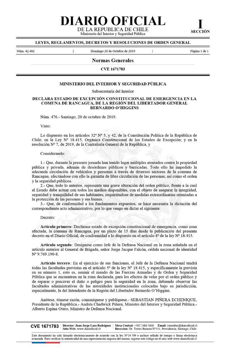 ultimahoracl's tweet photo. [ÚLTIMA HORA] @IntendenciaLBO anuncia ESTADO DE EXCEPCIÓN para la comuna de #Rancagua

#Rancagua #UltimaHora #OHiggins #EstadoDeExcepcion #toquedequeda #ChileDespierto https://t.co/tPxzDBvb8z