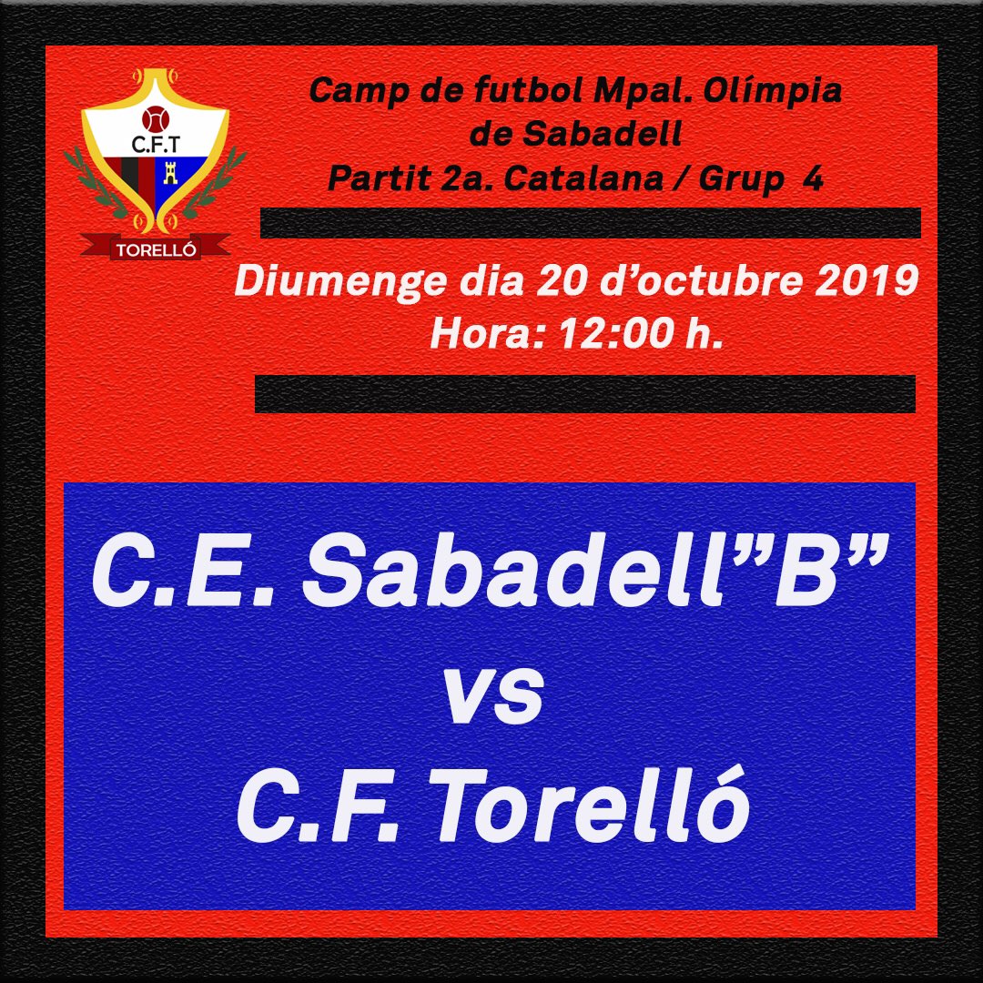 cftorello's tweet photo. Interessant partit el d’avui del nostre equip @cftorello #2c4 al camp del @CESabadell B, #somhigent a pels ➕3️⃣ 💪🔴⚫️ Tingueu un bon dia https://t.co/LSbJ733DE5