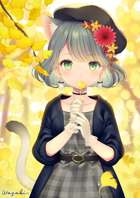 Melancholic autumn #オリジナル #ねこみみ #秋 https://t.co/kmD38pxiYU 