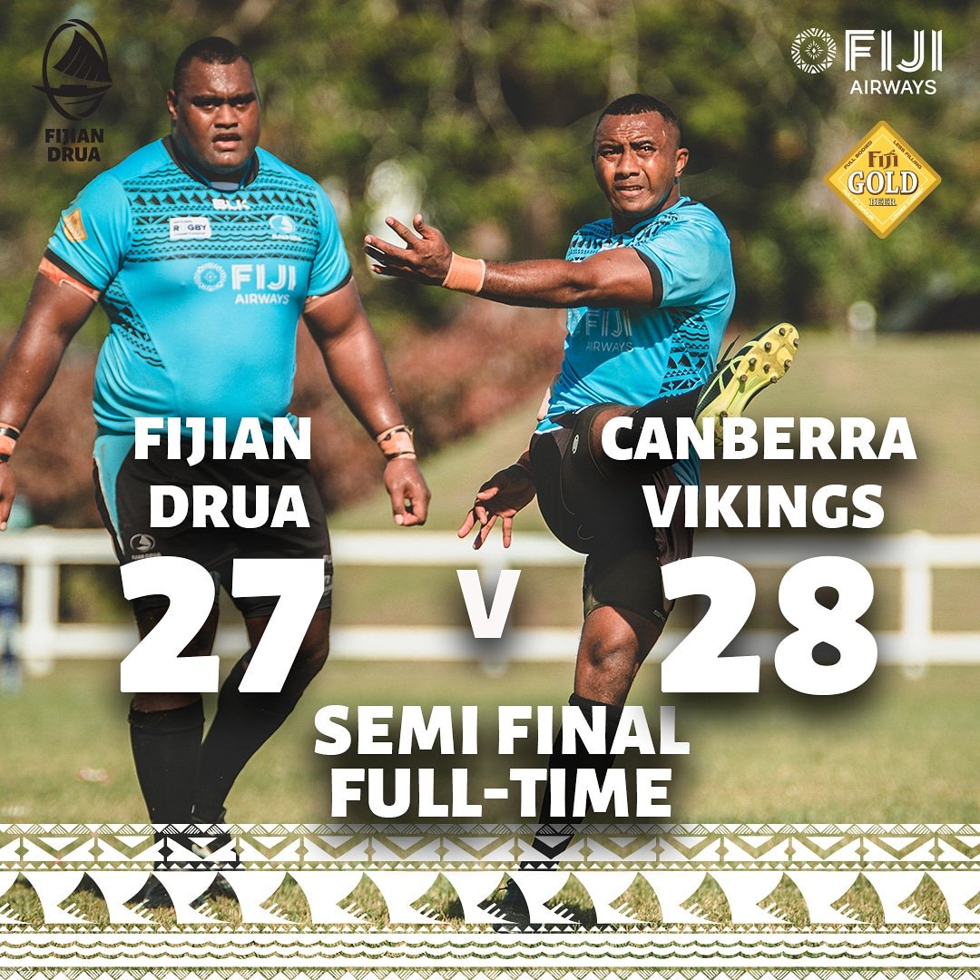 fijirugby's tweet photo. Heartbreak in the dying seconds of the NRC Semi Final for our Fiji Airways Fijian Drua as the Vikings steal victory 28-27.
Our Island Boys' campaign ends but we are incredibly proud of their campaign.
Vinaka boys you truly did #SailwithPride https://t.co/UZ9GRFlXcH