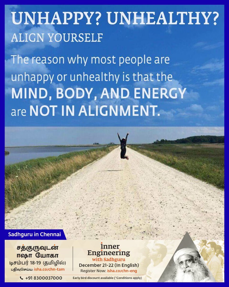 SankaraArun's tweet photo. Yoga is a scientific approach towards aligning oneself to it ultimate possibility.

Attend Isha Yoga with Sadhguru in Chennai. Register at:
Tamil:Dec 18,19
https://t.co/XMuP7dJWbY
English: Dec 21,22
https://t.co/CtdZpE4NGF
#ChennaiyilYogaVedi https://t.co/I2x7W9en58