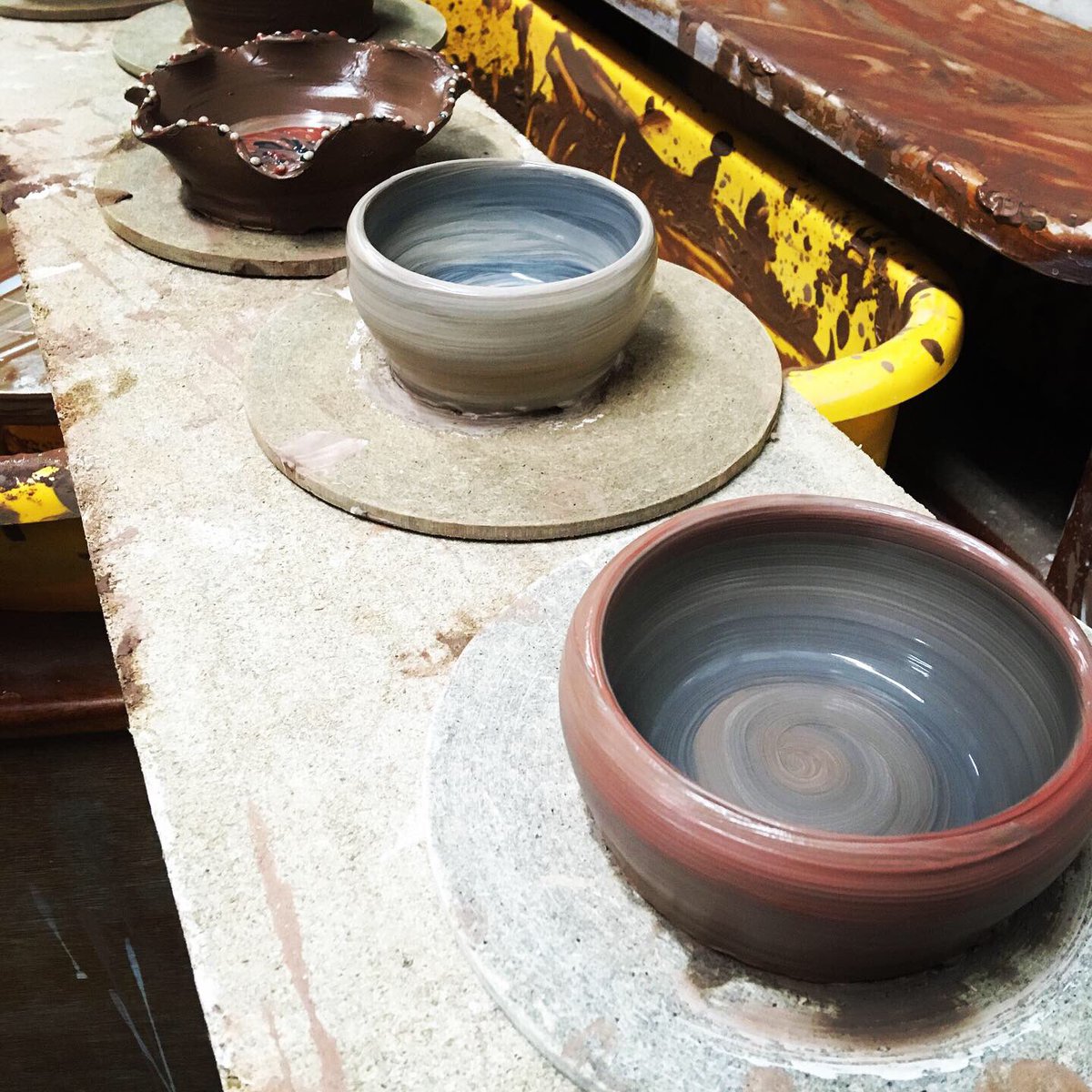 nhgsart's tweet photo. What do teachers do on a weekend? Go to school of course! Here’s Miss J’s first attempts at throwing #learning #newskill #throwing #ceramics #livingtolearn https://t.co/040AYbnKG9