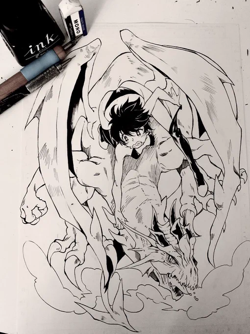 #Inktober day 12 done ??
Now I want to go over the top and add screen tones ('-`)
I guess after that I'll just jump to the next inspiring theme of the list lol
#dragon 