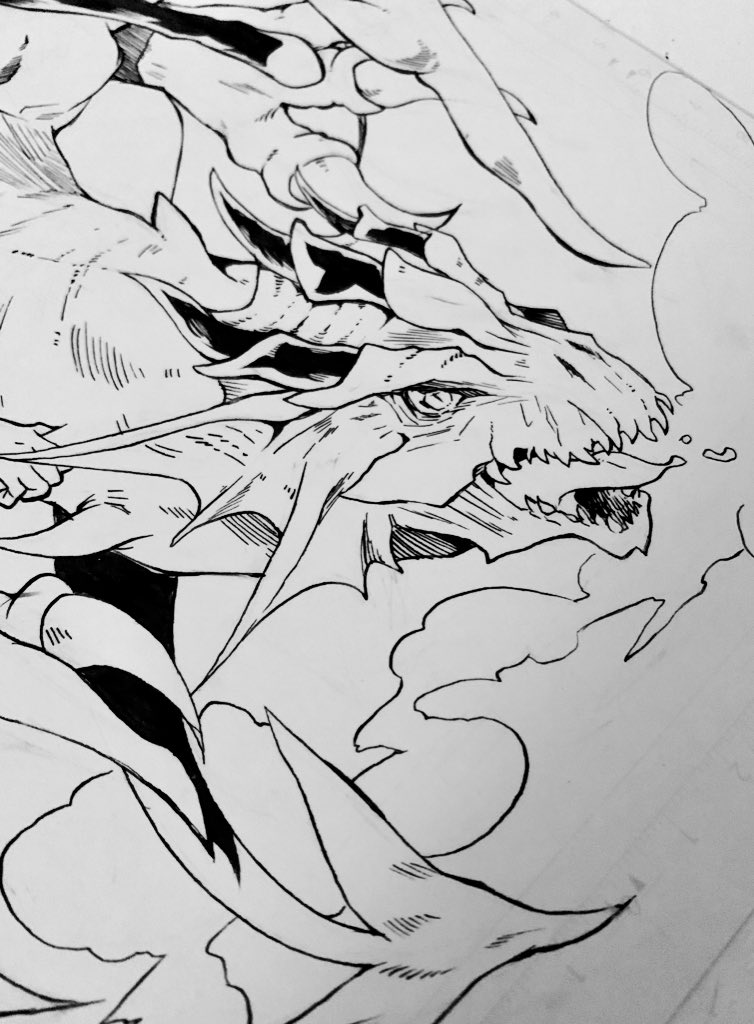 #Inktober day 12 done ??
Now I want to go over the top and add screen tones ('-`)
I guess after that I'll just jump to the next inspiring theme of the list lol
#dragon 