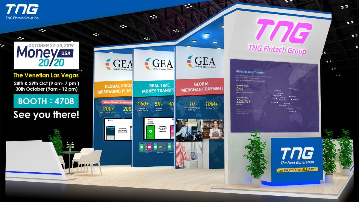 alex_kong's tweet photo. One week till Vegas with team ! Join TNG Fintech Group, 3400+ Companies and 2300+ C-Suite Executives for the leading Payments & FinTech event, @money2020 USA !
#TNG
#TNGFINTECHGROUP
#TNGWALLET
#GEA
#Fintech
#M2020USA
#Money2020
#Money2020USA
#LasVegas https://t.co/kZvl2ct7Z0