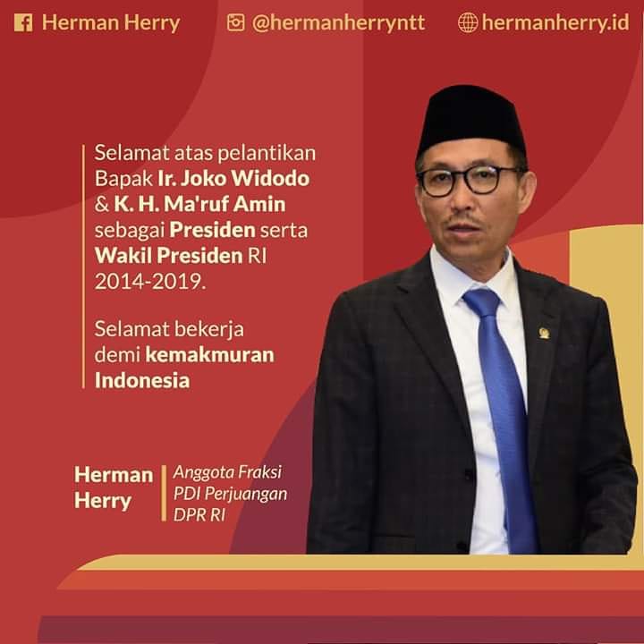 antonlandi's tweet photo. Selamat atas dilantiknya Bapak Ir. Joko Widodo dan K. H. Ma'ruf Amin sebagai Presiden serta Wakil Presiden RI 2019-2024. Selamat bekerja demi kemakmuran Indonesia. https://t.co/a64MsZehKN