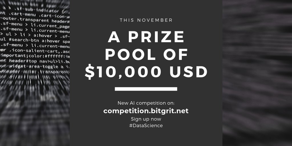 bitgrit_global's tweet photo. A new platform for #DataScienceCompetitions emerges! 💡 #bitgrit https://t.co/6SX1u1iTIk