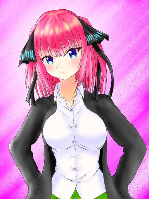 TKM(ティーケーエム)🦐17PさんがTwitterに投稿した中野二乃(五等分の花嫁)のイラスト。