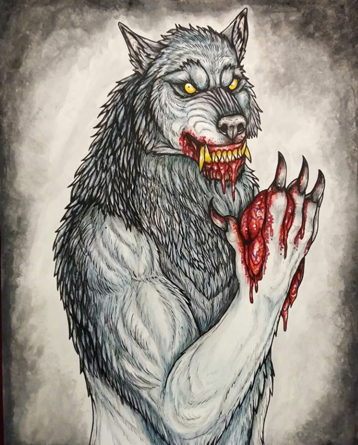 Greenfractals1's tweet photo. I haven't drawn my werewolf character Ashes in a long time. #obscureinkquel #inktober #werewolf #werewolves #werewolfart #horror #horrorart #horrorartwork #darkart #gore #macabreart #gore #blood #darkart #macabre #monsters #inktober2019 https://t.co/Lk12enD6g9
