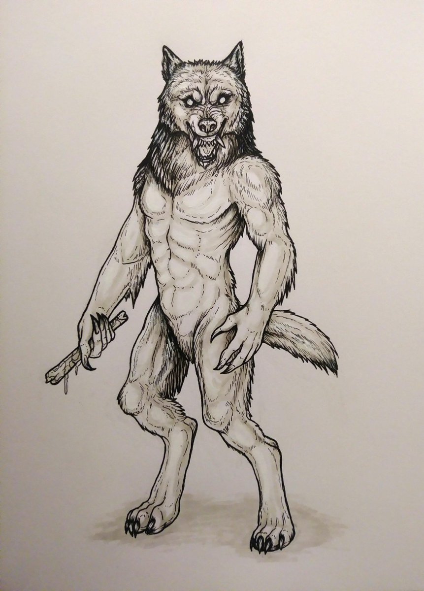 Greenfractals1's tweet photo. Dogman for#cryptober2019(also just a reason for me to draw a werewolf creature) Definately scan this when I'm able cause waah the photo of it #dogman #werewolf #werewolves #werewolfart #cryptidart #artchallenge #inktober #inktoberchallenge #cryptid #horror #horrorart #monsters https://t.co/9LMf27Xj25
