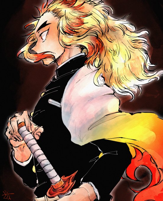 zzzさんがTwitterに投稿した煉獄杏寿郎(鬼滅の刃)のイラスト。