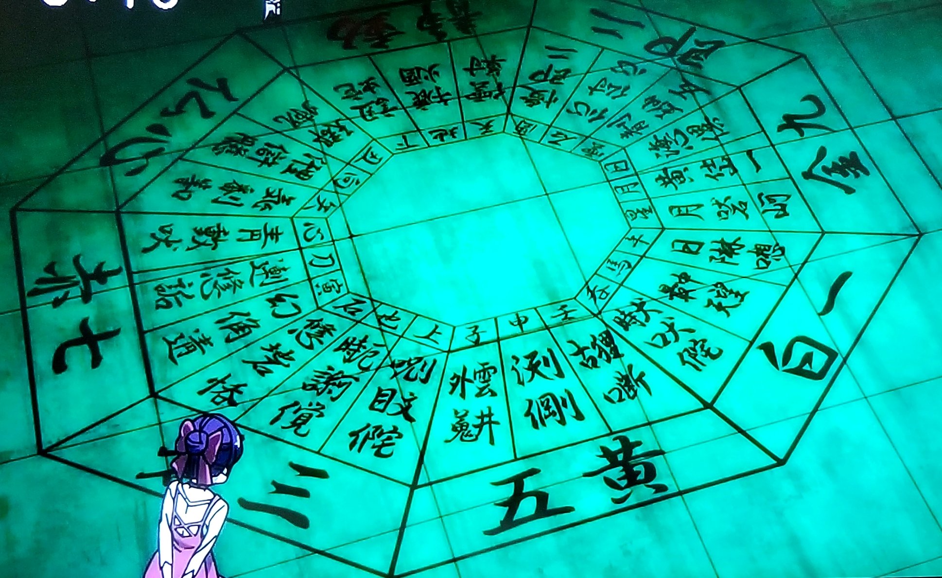 ぽーくしょ 八角円の元ネタは短編 死人つき さらには貸本時代の 異形の者 より おそらくは方位占いで用いる九星図をヒントにしたものだろうが 五黄が黄五 九紫が九金 二黒が二即 四緑と六白と八白がなく代わりに仏心 静動とあるのは 死人つき