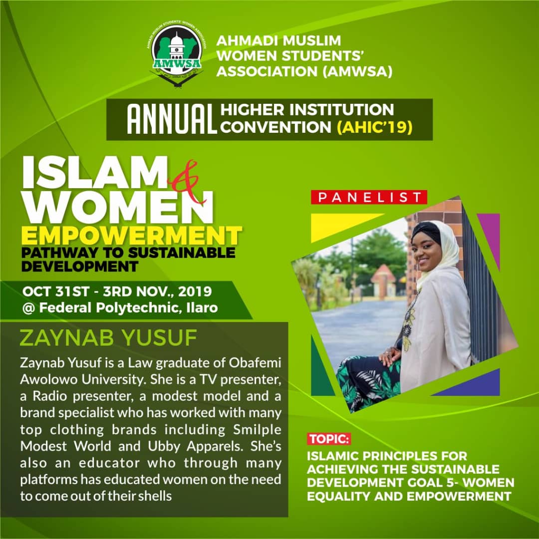 OlaAbdQad's tweet photo. Four words, Three regions, Two wings, One aim. #AHIC2019

It's time for #Ahmadi #Muslim #Students #Association and Ahmadi Muslim Students' #Women Association #Annual Higher #Institution #Conventions. 

Come to join the guided #fold! We #spread nothing but #Truth

@AMSANIGERIA1 https://t.co/4XLKGHGmIS