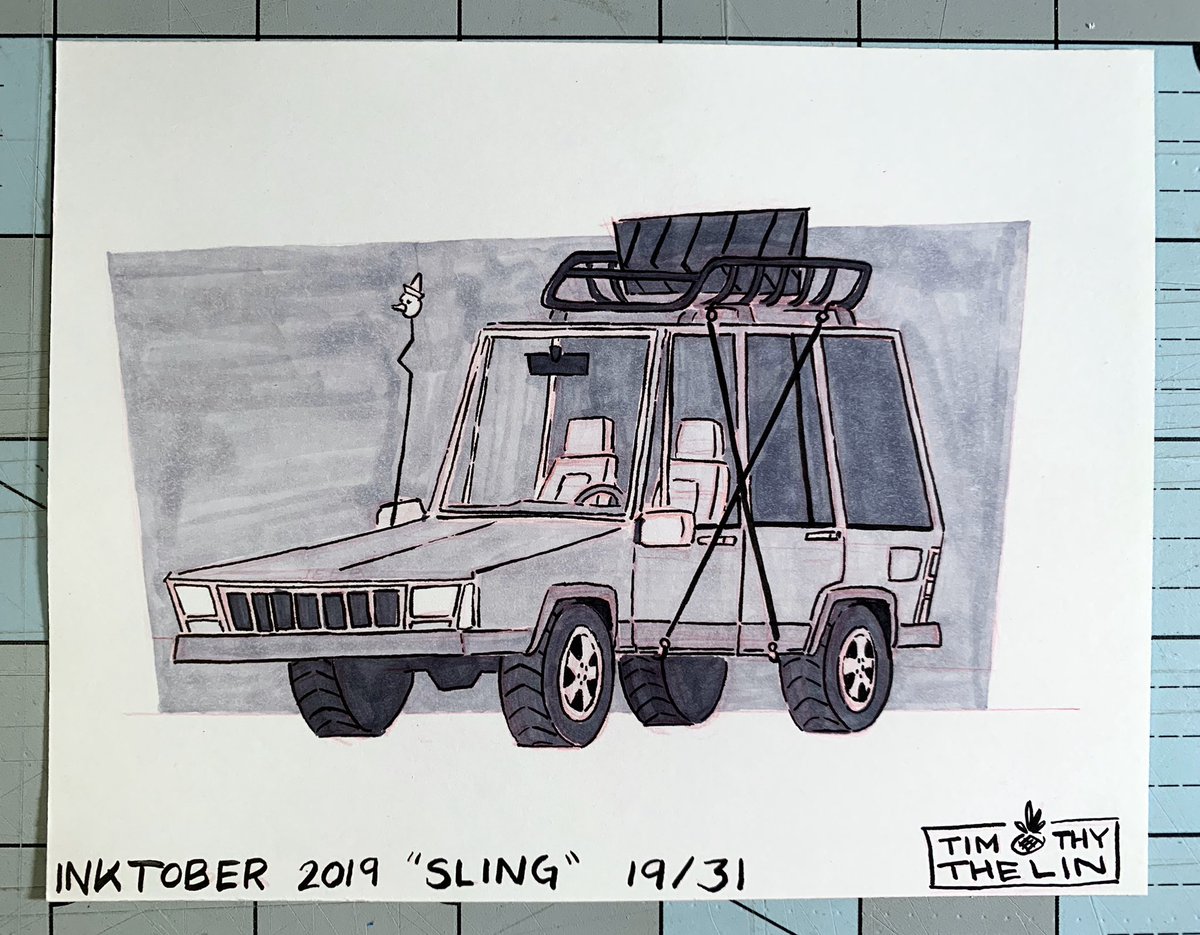 TimothyThelin's tweet photo. #inktober day 19 #sling #fixerupper #diy #picknpull #ducktape #jeepcherokee #inktober2019 @inktober @mrjakeparker https://t.co/y9uT0aq5hP https://t.co/bD8YiqsGid