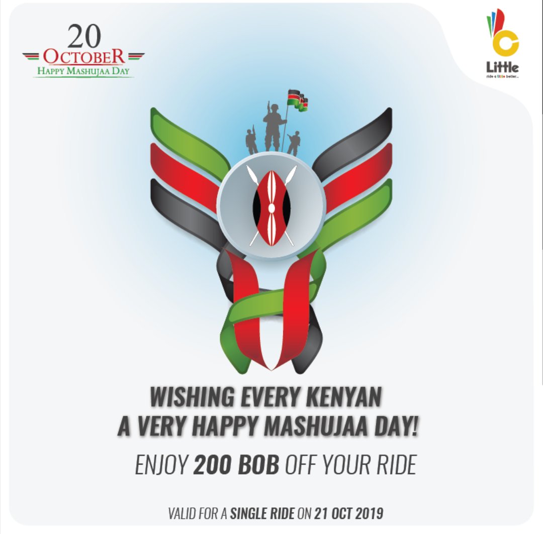 LittleAppKenya's tweet photo. In celebrating our Mashujaa, use the promo code "LITTLEMASHUJAA" on 21st October 2019 for a one time discount of Kes. 200/-. Happy Mashujaa Day.
#MyLittleShujaa
#BetterWithLittle https://t.co/maTEUULe1Q