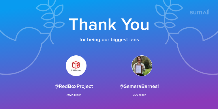 RBProjectRosso's tweet image. Our biggest fans this week: RedBoxProject, SamaraBarnes1. Thank you! via sumall.com/thankyou?utm_s…