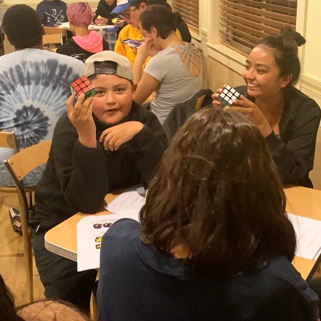 JrOaklandCubers's tweet photo. Having a great time! Rubik’s cube activity with indigenous #Bioneers Program 2019. https://t.co/xoiBTAJ6rz