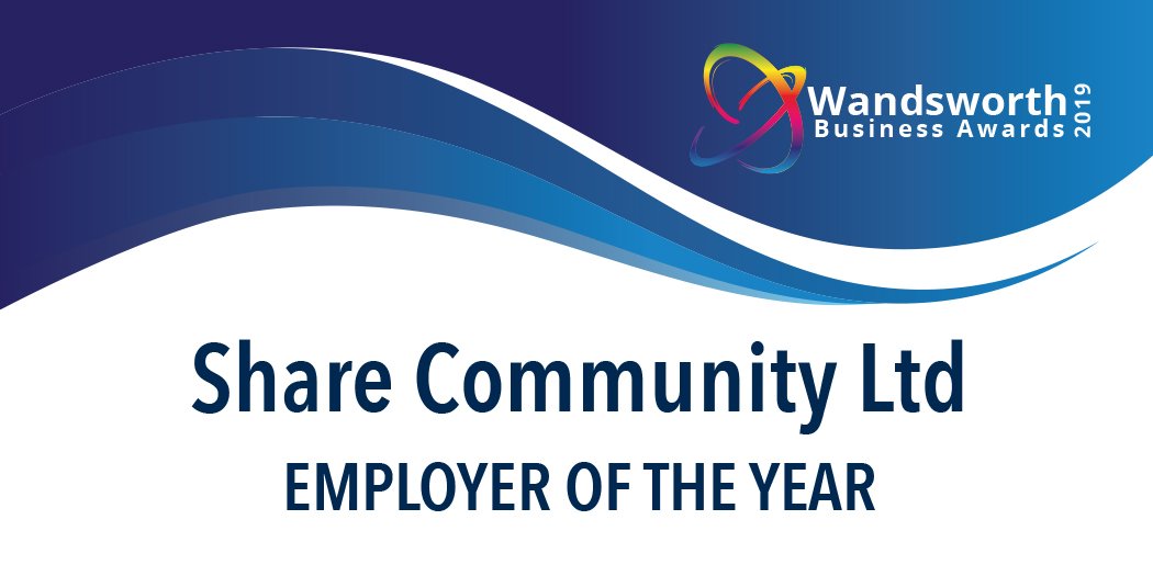 Congratulations to Share Community for winning the Employer of the Year category! #winner #wandsworth #award <a href="/WandsChamber/">Wandsworth Chamber</a> #employer #trophy