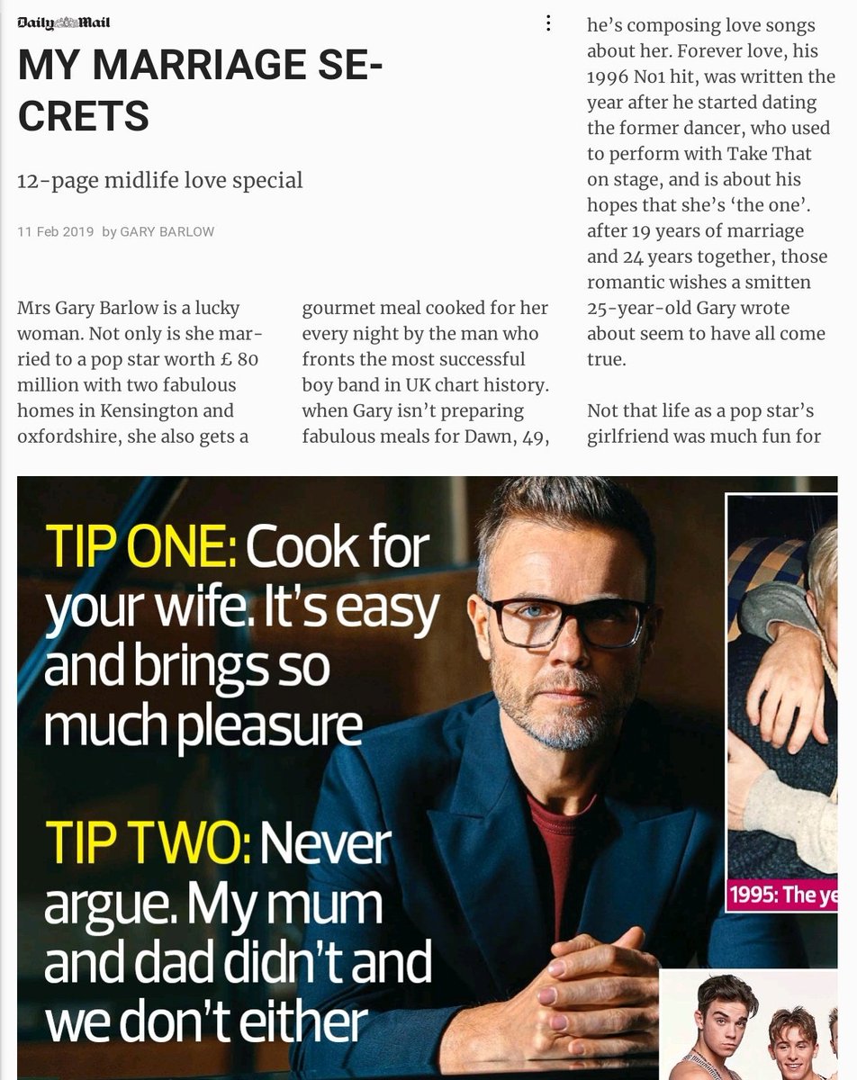 Garyismyhero's tweet photo. 'My Marriage Secrets' #oldarticle #lastfebruary #flashback #throwback @GaryBarlow #Dawn #❤
https://t.co/N9IGG5TqNX https://t.co/LZ5tgaY5jS