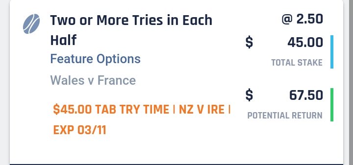 MarkCurrieNZ's tweet image. This seemed like a way better bet at halftime... #feedthebacks #WALvFRA #RWC2019
