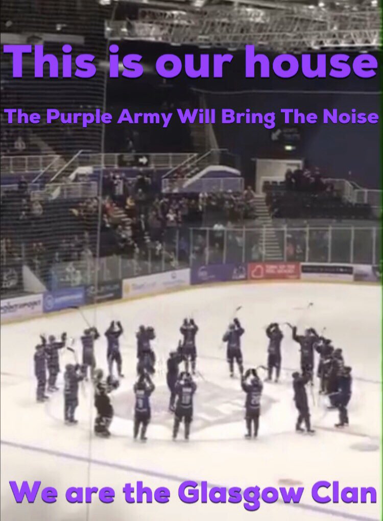 glasgow_clan's tweet photo. This is our house. The Purple Army will bring the noise. Today feels like a good day to make it 9 in a row but we have to earn it. Same effort as last few weeks please @ClanIHC_Fitz & @ClanIHC Best of luck guys ! #goingfor9 #nocomplacencynoregrets https://t.co/Fcs32tZimp