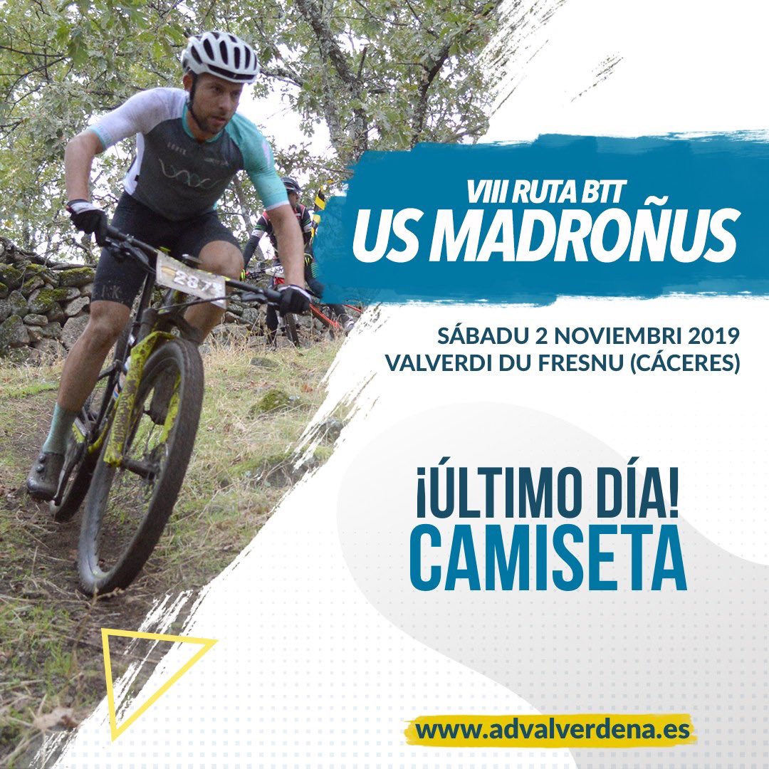 ¡Hola amig@s! 🚵‍♀️🚵‍♂️
•
Esta noche a las 23:00h. se cierra el plazo con opción a camiseta de regalo y dorsal personalizado.
•
¡No esperes mas, inscríbete!
•
advalverdena.es
•
•
•
#usmadroñus #usmadroñus2019 #btt #mtb #mountainbike #bike #cycling #bikes #adv #advbikes
