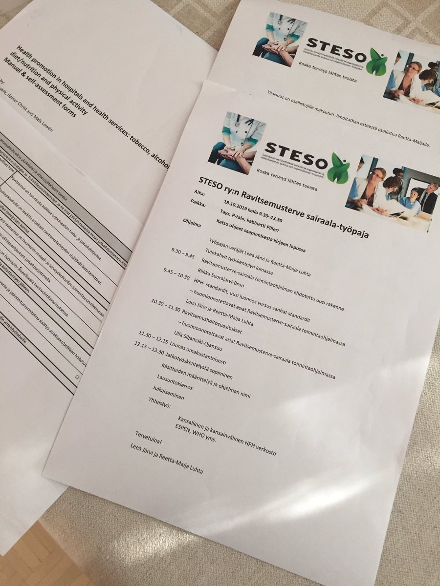 leeasisko's tweet photo. STESO ry:n ravitsemusterve sairaala-työryhmä kokoontui Perjantaina TAYS:iin kehittämään standardeja ravitsemusterveydelle. Työpajan työskentely oli innostunutta ja innovatiivista. Tästä on hyvä jatkaa. #steso #ppshp #pshp #epshp #ksshp #vrn #ravitsemusterveys https://t.co/MrBAAaMcTT