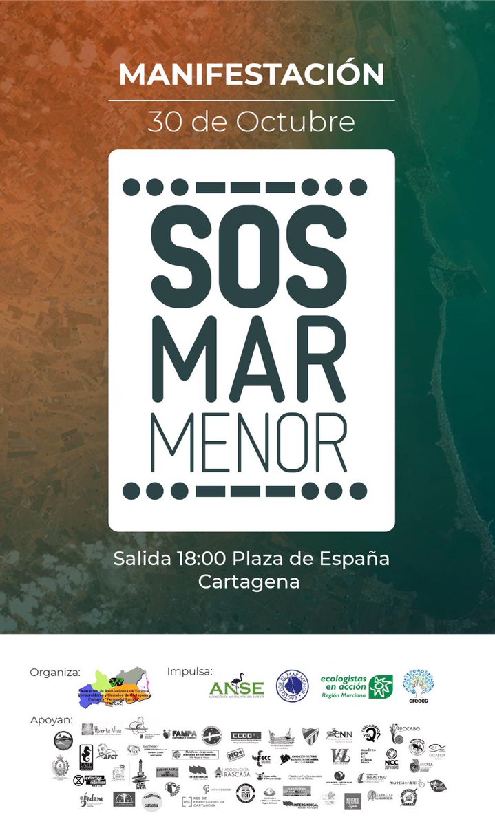Manifestación #sosmarmenor
⏰18:00
📆30 de Octubre
Plaza de España
