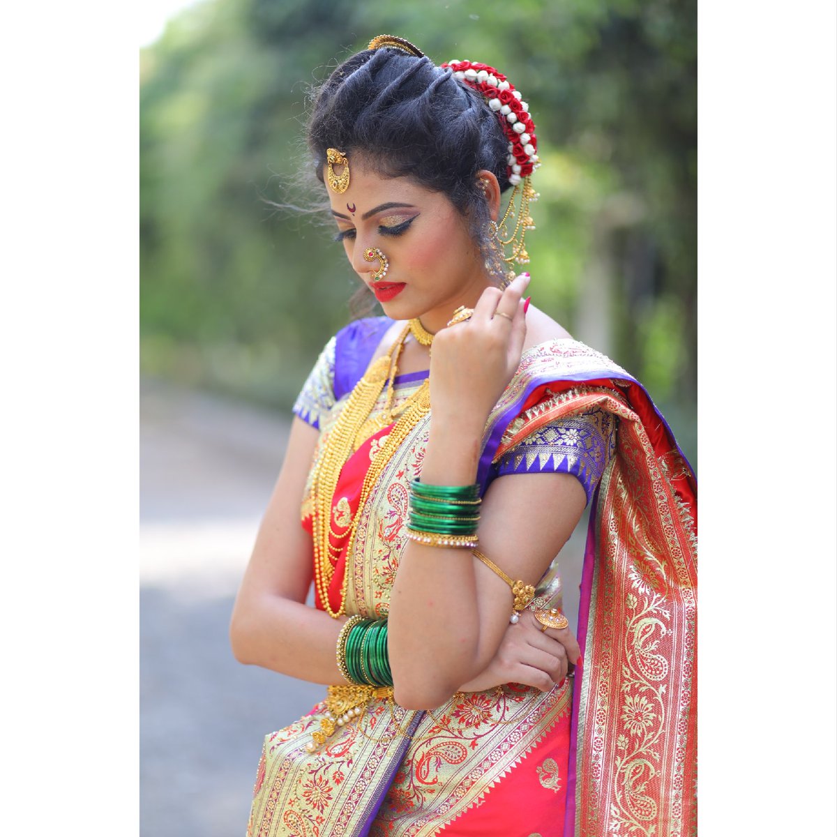Nauvari hairstyle | Nauvari saree, Saree, Fashion