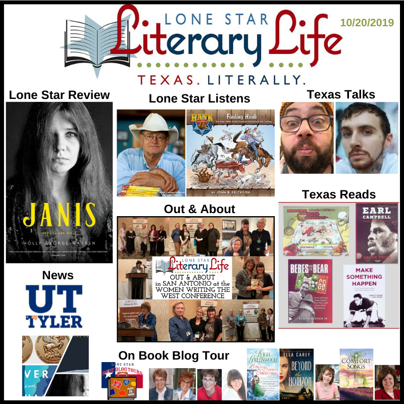 LoneStarLit's tweet photo. *NEW* #LoneStarLit!
#LoneStarListens #JohnErickson @HanktheCowdog1 
#LoneStarReview JANIS: HER LIFE AND MUSIC by #HollyGeorgeWarren @simonschuster 
In @SanAntonioTX w/@WmnWriteWest  
#TexasReads / #TexasFootball
#TexasTalks: @fpointeau &amp; @HeathenishKid  
https://t.co/5TQylIZMZm https://t.co/euuxWwA64o
