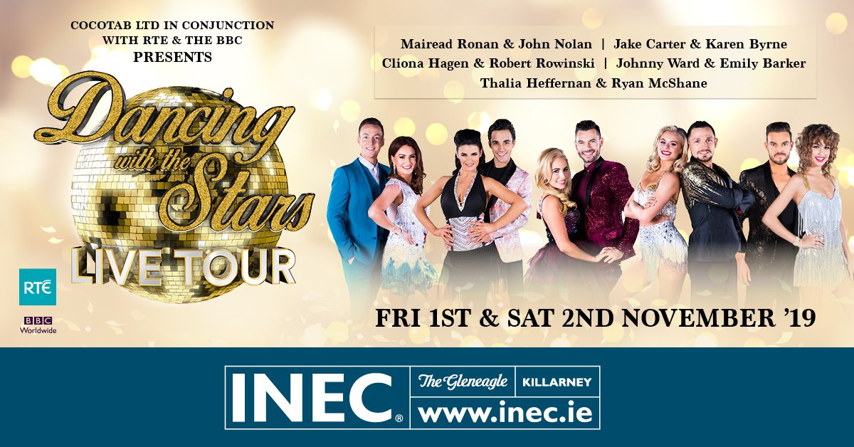 Dancing With The Stars Live Tour! Nov 1 &amp; 2nd @INECKILLARNEY
<a href="/jakecartermusic/">Jake Carter</a> + <a href="/KarenDWTS/">Karen Byrne</a>
<a href="/ClionaHagan/">Cliona Hagan</a> + <a href="/rowinski_robert/">Robert Rowinski</a>
@cocomairead + <a href="/johnednolan/">John Edward Nolan</a>
<a href="/JohnnyWard7/">Johnny Ward</a> + <a href="/emilybarkerwork/">Emily Roland</a>
<a href="/ThaliaHeffernan/">Thalia Heffernan</a> + <a href="/RYANMCS/">RYAN Mc SHANE</a>
Tks available bit.ly/30mNkHA
