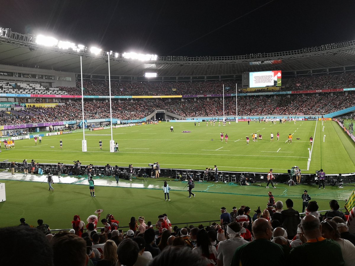 30mins to kickoff at the #RWC2019 South Africa v. Japan Quarterfinal. Rowers World Tour is live on location.