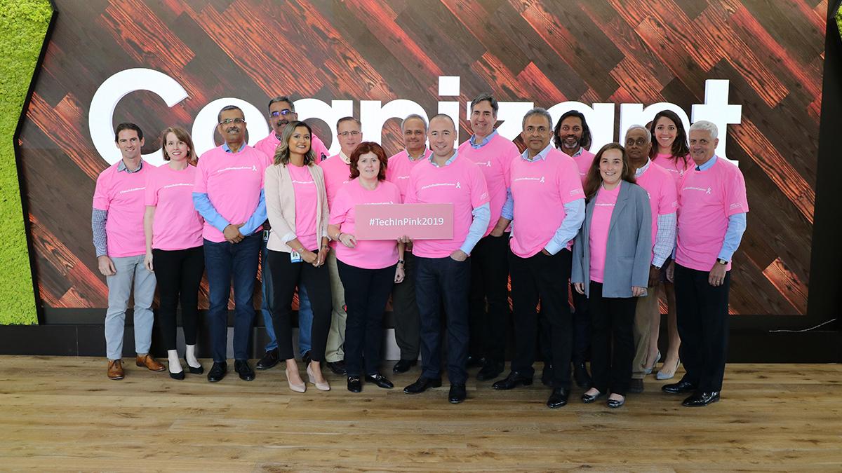Cognizant's tweet photo. In honor of #breastcancerawareness month, we support the @EsteeLauder #TechinPink2019 campaign to end breast cancer. Find a screening location: https://t.co/M58JwdSrsf #TimeToEndBreastCancer https://t.co/fTmAlMn3yI