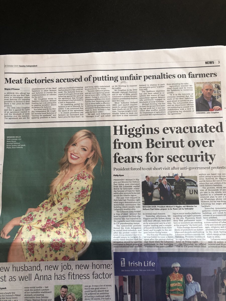JohnCoughlanIFA's tweet photo. Reported today, pg 3 @SundayIndo, I challenge Michael Dowling chair Beef Taskforce to investigate claims meat factories are imposing penalties on farmers for heavier cattle.
#beef #Beeftaskforce #meatindustryireland #beeftalks #farmerfocused #coughlanforifapresident @IFAmedia https://t.co/vXIo5p40uE