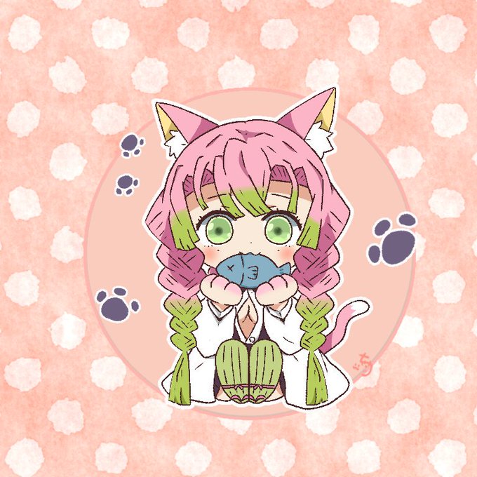 茶匙さんがTwitterに投稿した甘露寺蜜璃(鬼滅の刃)のイラスト。