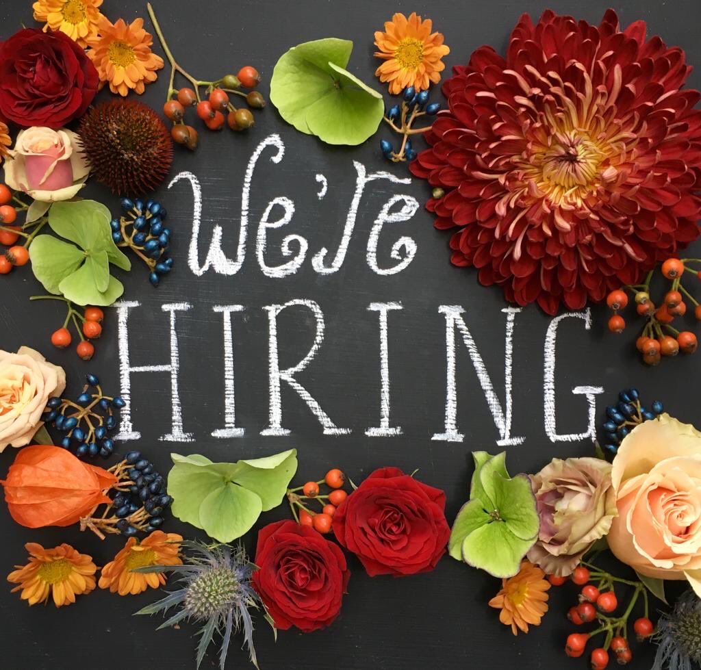 We are hiring!  Experienced, talented, creative florist required.Competence in all aspects of floristry, ability to work to a high standard at all times, &amp; excellent customer service skills essential.  Exciting prospects. CV and covering letter to erica@ericaberryflowers.co.uk