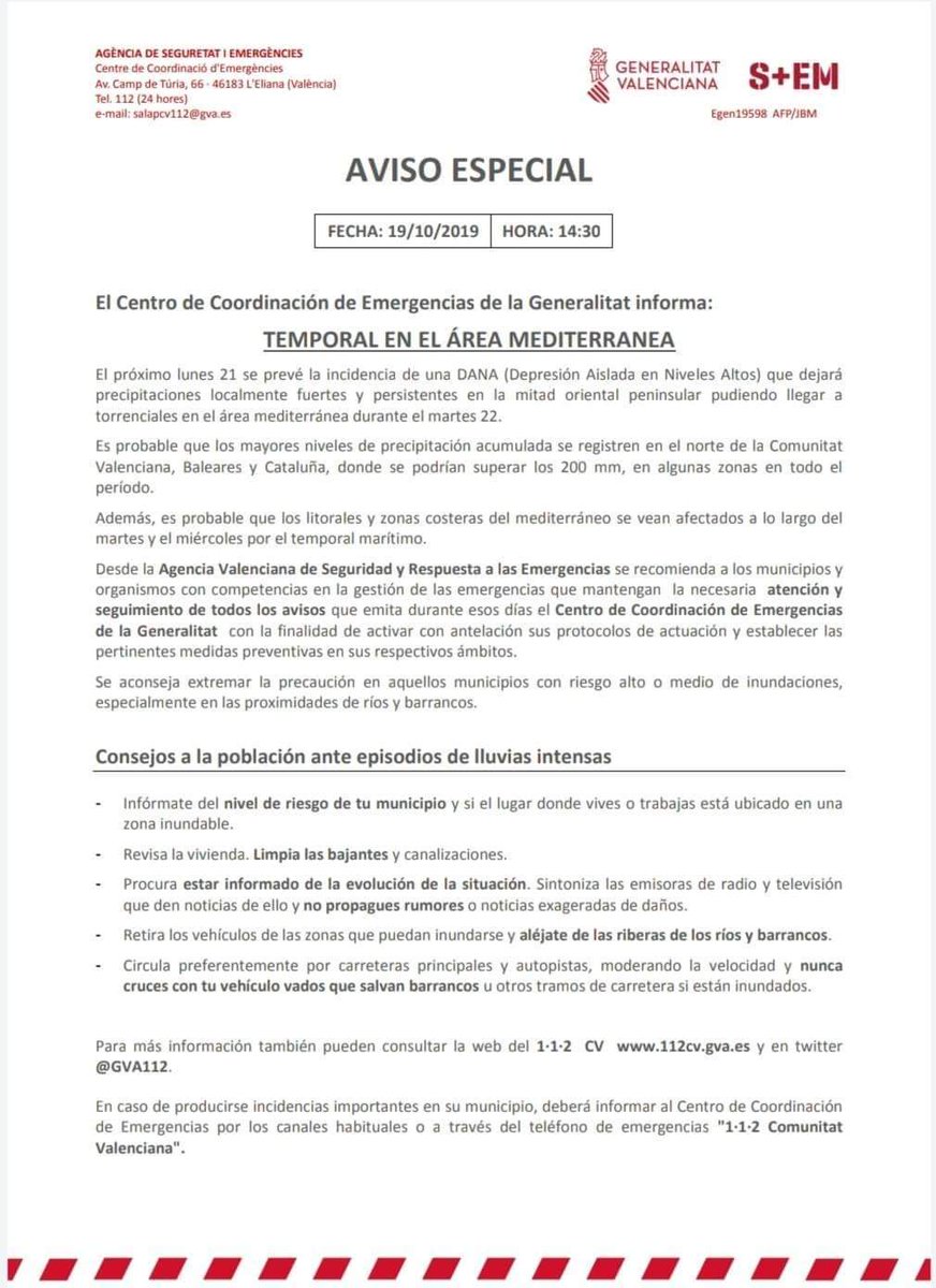 Vinaros_Ajunt's tweet image. ⚠El Centre de Coordinació i Emergències de la Generalitat informa de l'arribada d'una Depressió Aïllada en Nivells Alts (DANA) ⛈que podria provocar precipitacions al territori, vents intensos i mal estat de la mar durant els propers dies, 🗓en especial dimarts. @GVA112