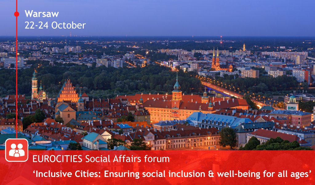 EUROCITIES's tweet photo. We’re in Warsaw today until Thursday for #SAFcities ! ‘Inclusive Cities: Ensuring social inclusion & well-being for all ages’. If you could not make it, no worries! You can receive the latest updates from the meeting via #inclusivecities4all – main events tomorrow! https://t.co/f4Z9TAlBXq