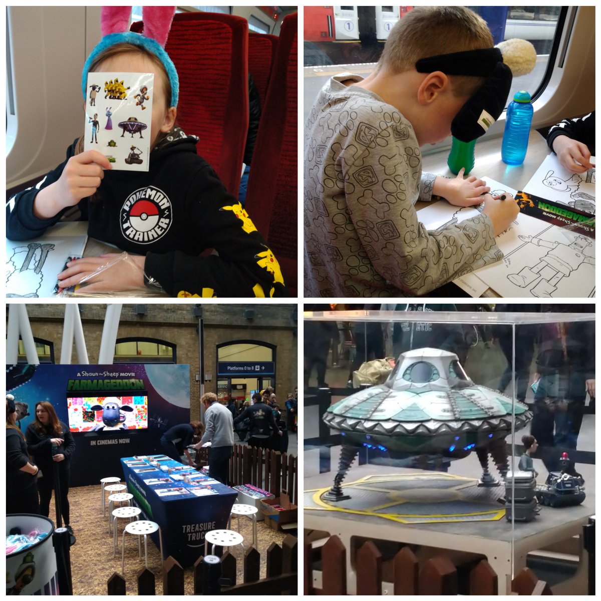 AlisonAEdwards's tweet photo. Happy to see a #farmageddon activity display at King's Cross train station - free amusement for 15 mins before train and lovely headbands and colouring packs. #surprisewin

Made connecting train from London to edinburgh with all bags and children #sofarsogood /3 https://t.co/PskDUMw1w9