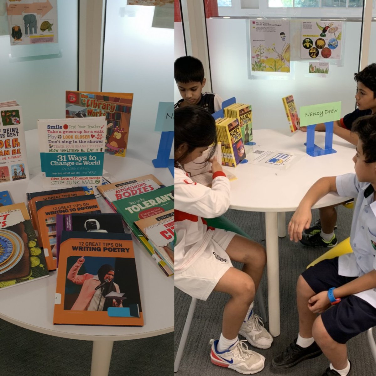 DIAB_Library's tweet photo. #NewBooks in our #PSlibrary All smiles #happiness😊 and  excitment in our #diabreaders !!! Checkout #Librarydisplay #newarrivals #diabreads📚📚 #Diablibrary #readinggoals #readingforpleasure @EmiratesLitFest @dancelibrarian @DIAB_Primary @HISchoolLibrary https://t.co/pbb7D0sQ3s