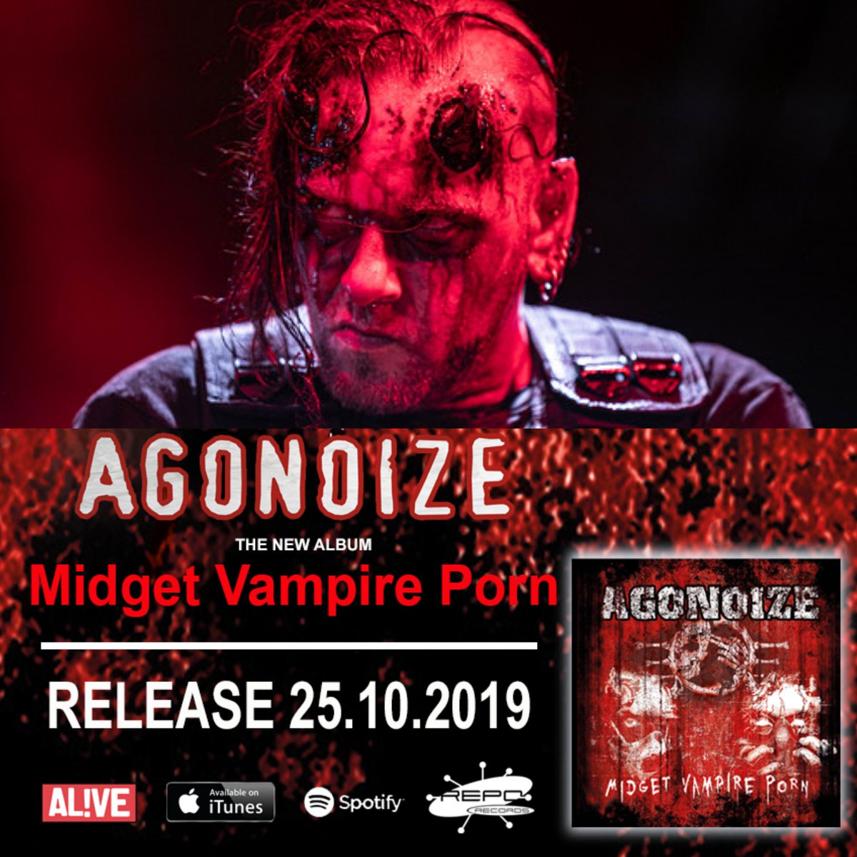 ChrisAgonoize's tweet photo. 5 Days to go until the release of the new Agonoize Album MIDGET VAMPIRE PORN...
You can pre-order here:
https://t.co/Y5MwOMiyBG

#agonoize #hellektro #madeingermany #darkelectro #darkmusic #electro #electronicmusic #dark #aggrotech #hellectro #industrial https://t.co/ATJ6Z22tWA