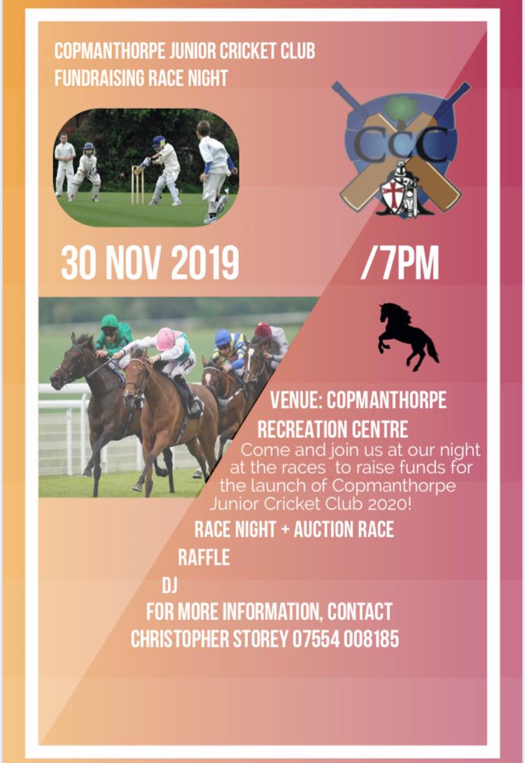 copmanthorpecc's tweet photo. All welcome! Junior cricket launch night and fundraiser. https://t.co/SoZcFDG7Y9