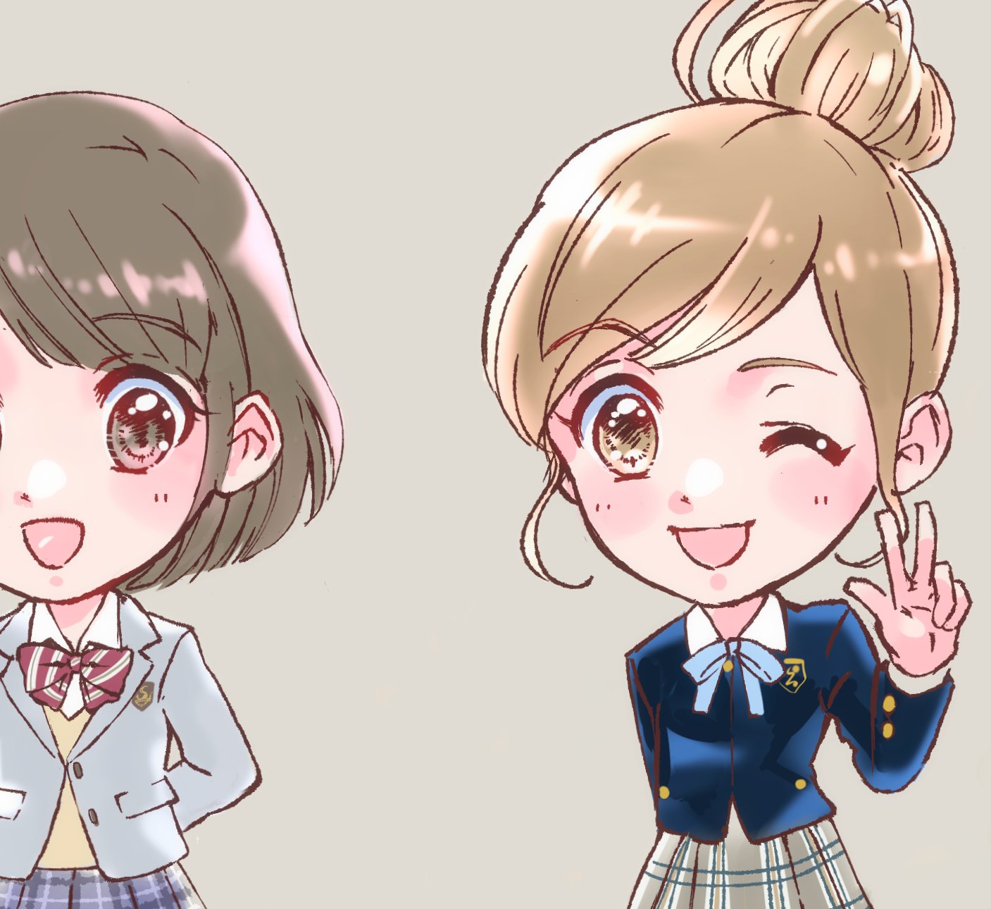 さまはん ミニキャラをかいてみた お団子ヘア可愛いけどむずかしい 進捗 ガールズイラスト ミニキャラ 制服 Illust イラスト T Co Ptxzsek66b Twitter