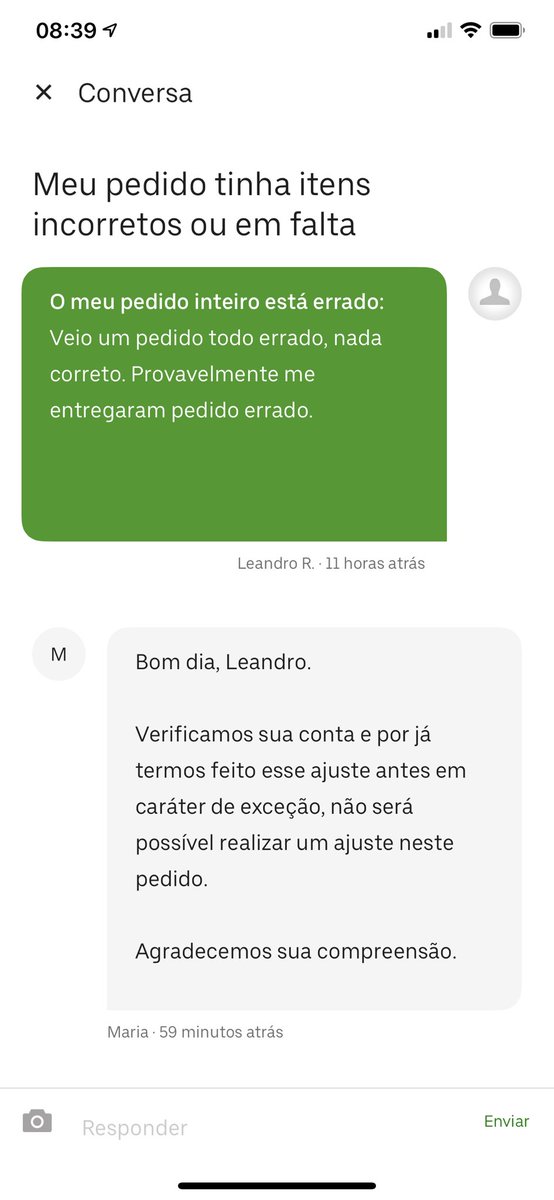 leandroRAndrade's tweet photo. Quando uma empresa não está preocupda com a qualidade de seus serviços, ou com o que entrega a seu cliente, responde assim: #UberEats #NaoSePreocupaComEntrega https://t.co/UQlIZkRFlb