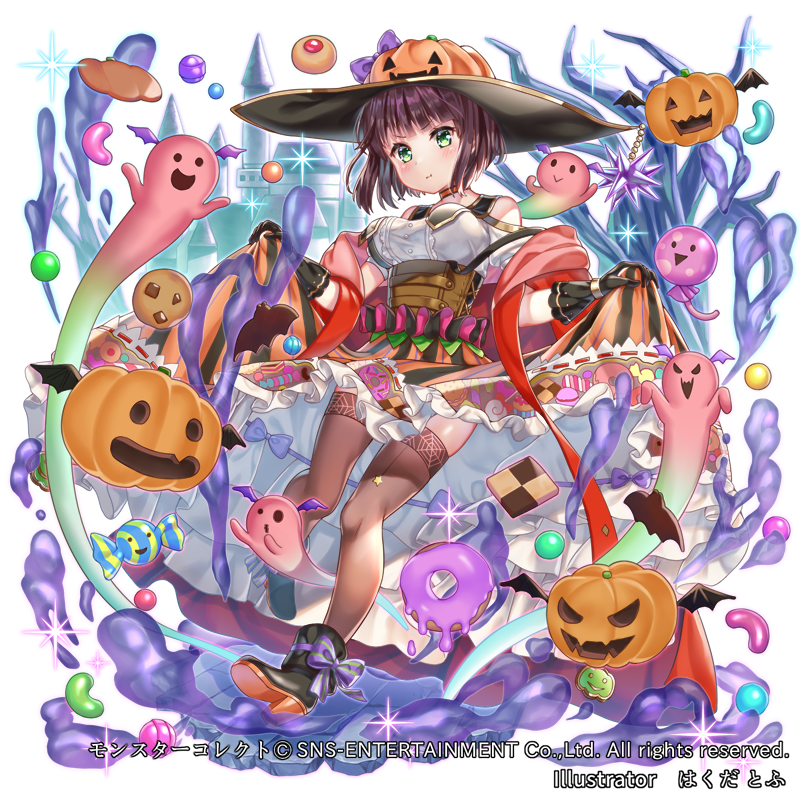 はくだ とふ 昨日アップしたイラストの進化前 マーハウス ハロウィンver です ウィンクしている可愛い女の子です モンスターコレクト モンコレ