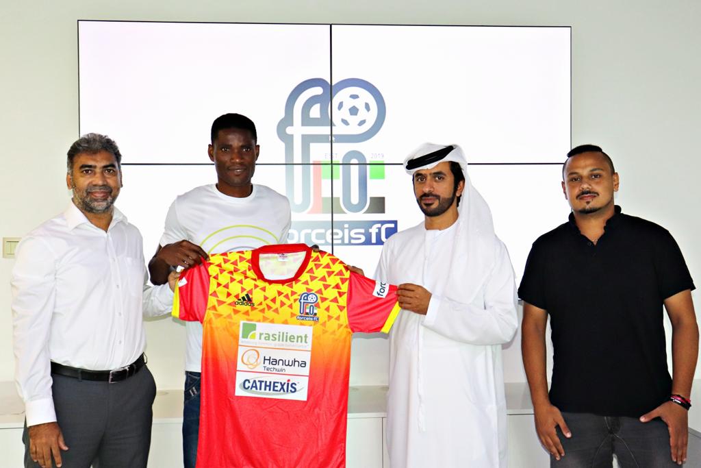 forceisfc's tweet photo. Forceis Managing Director Dr. Mohammad Alketbi revealed the new official Forceis FC kit for 2019/20 season by presenting to Ghana International Moussa Narry. Moussa Narry joined Forceis FC family as the Assistant Coach-cum-Player for the season. #forceisfc #New #Kit #football https://t.co/K91DGAoezE