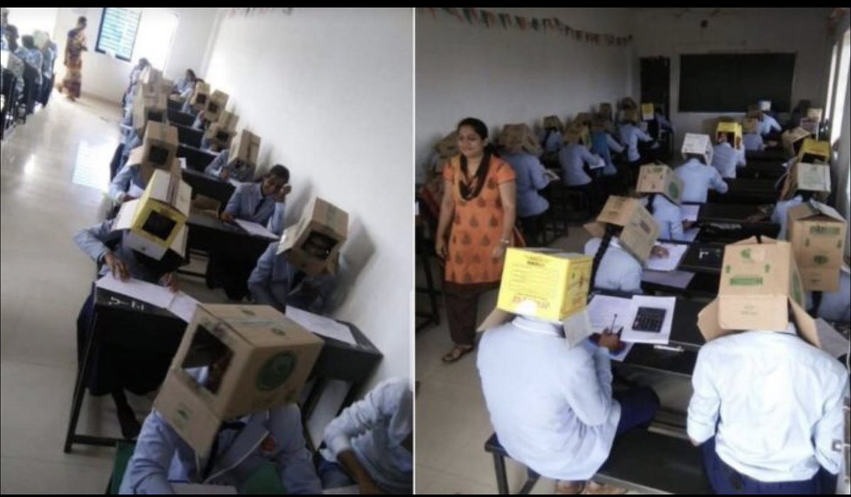 Tutsy22's tweet photo. Indian school anti-cheating technique... 🙄🙄
#ExtremeWorld https://t.co/S61RCsgqbM